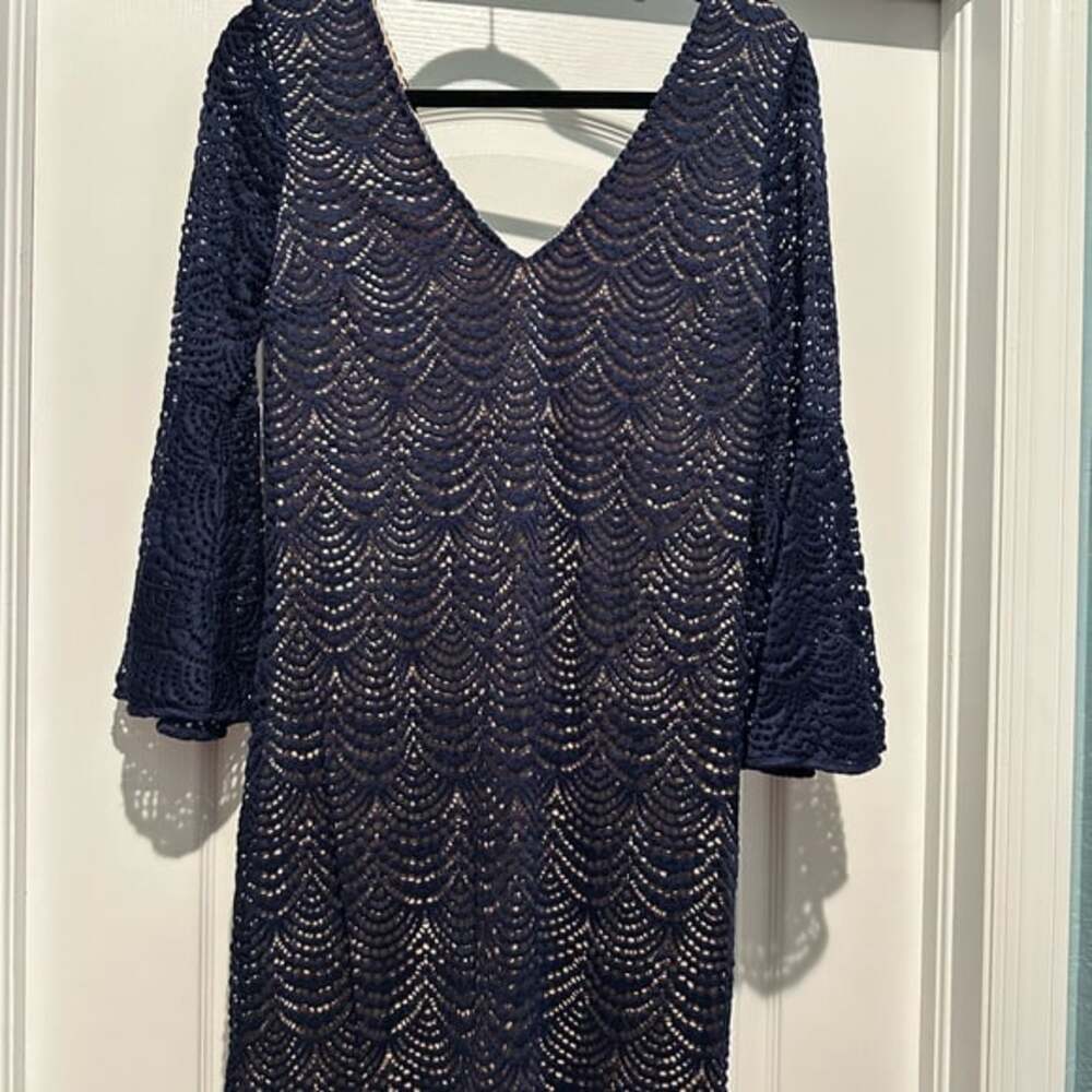 NWT Lilly Pulitzer Nicoline Dress- Navy Scalloped Shell Lace- Sz M